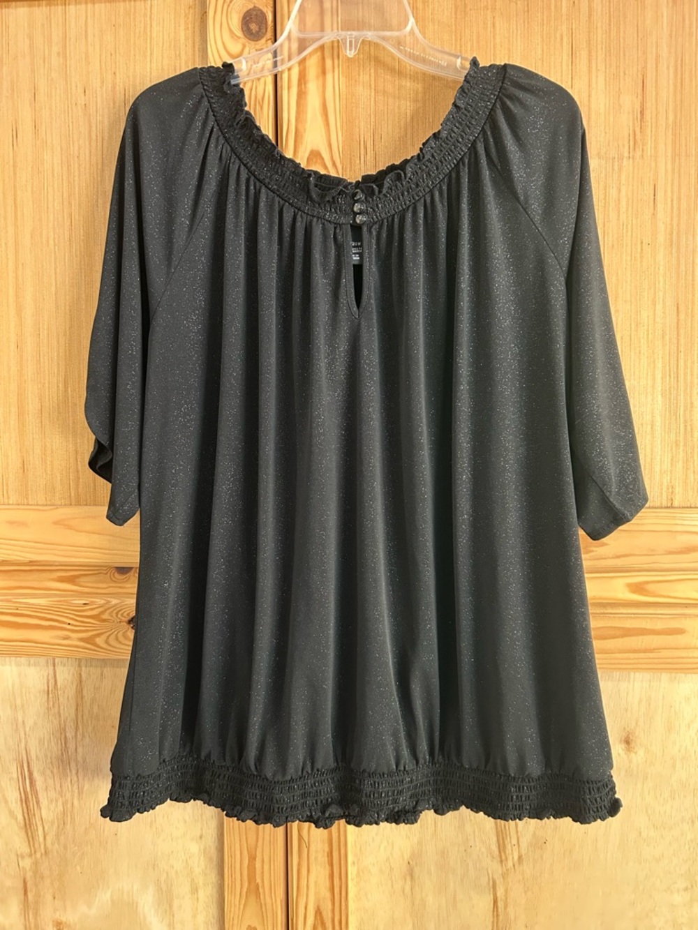 Lane Bryant Black Sparkle Peasant Tunic